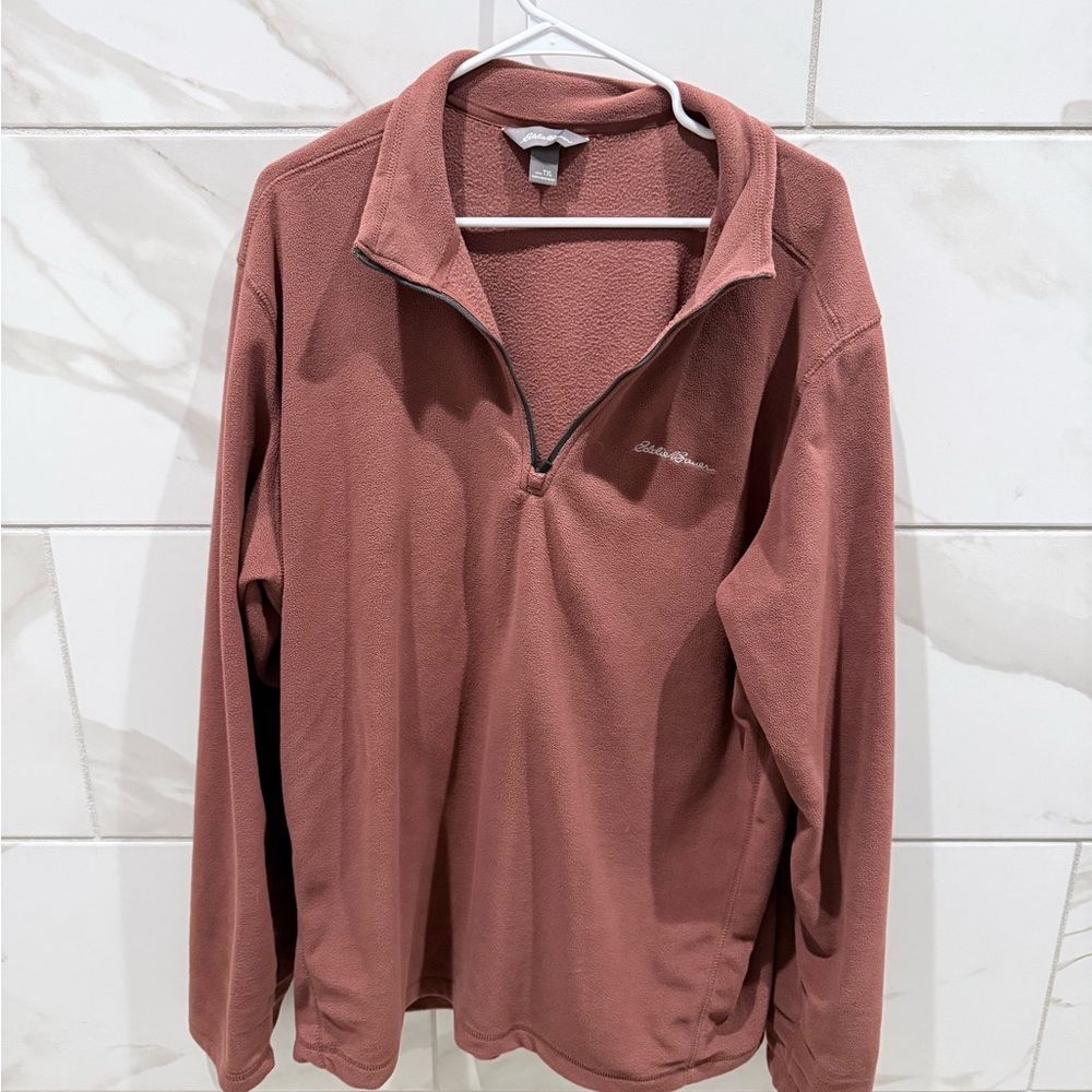 Eddie Bauer Men's Zip Up Sweater in Dusty Rose